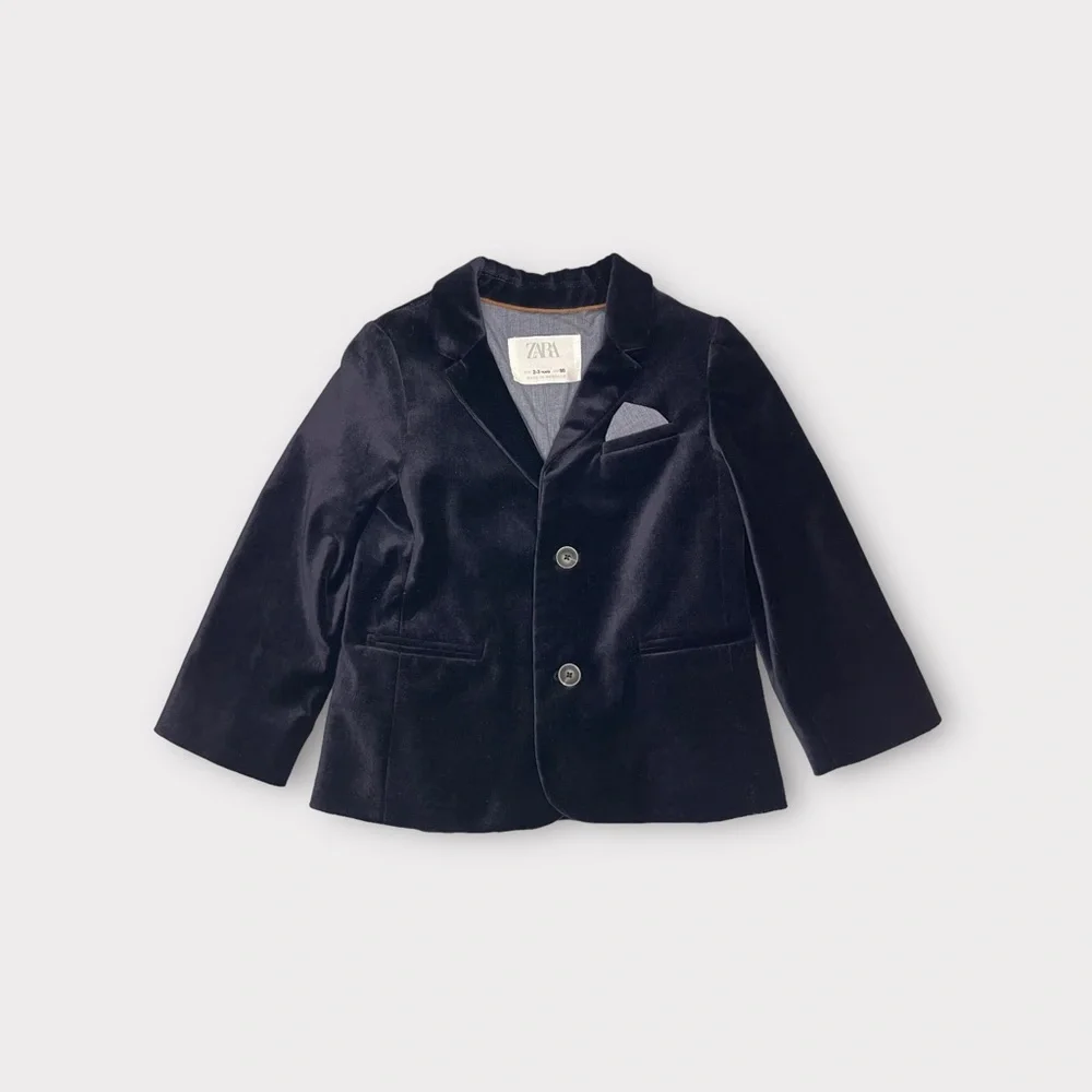 Zara Navy Blue Modal Blend Blazer Jacket